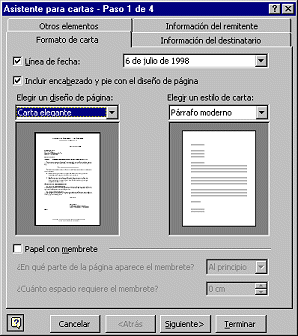 Diálogo: Asistente para carta - paso 1 de 4