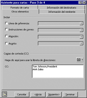 Diálogo: Asistente para cartas - paso 3 de 4