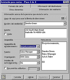 Dialog - Letter Wizard step 4