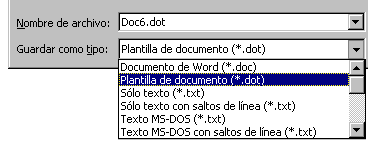 Diálogo: Guardar como - formatos de archivos