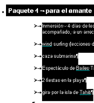 La lista con viñetas, después aplicar formato