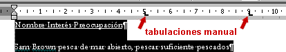 Regla: tabulaciones manual