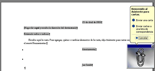 La carta creada por asistente