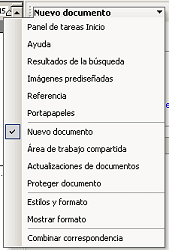 Panel de tareas: Nuevo documento - Lista de paneles (2003)