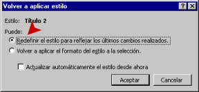 Diálogo: Modificar estilo - Título 2 