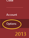 Backstage View: Options (Access 2013)