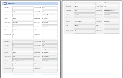 Print Preview of form with records 3, 4, 5 (Access 2010)
