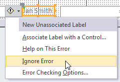 Right Click Menu: Error Smart Tag - Ignore Error (Access 2010)