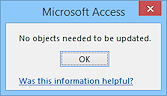 Message: No object needs to be updated