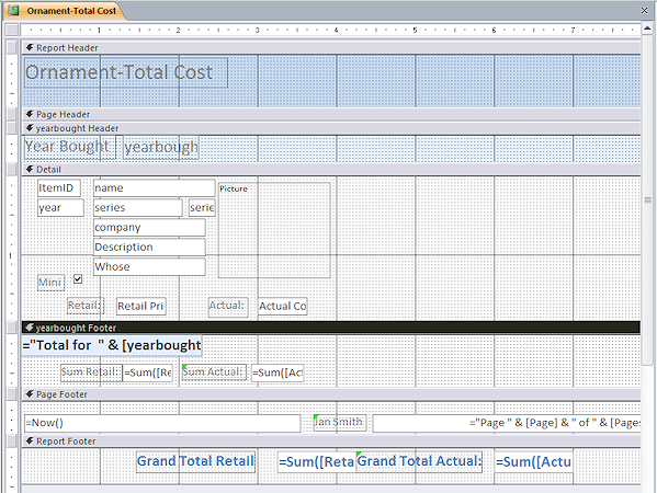Report Design View