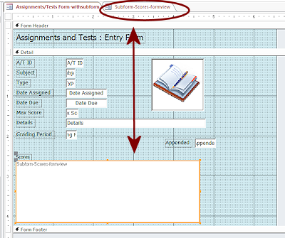 Example: Form when subform is open in a separate window (Access 2013)