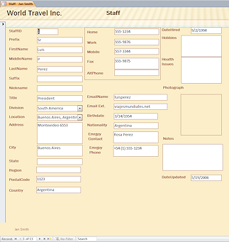 Example of formatting (Access 2010)