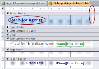 Design View: Subreport in its own window after resizing (Access 2010)