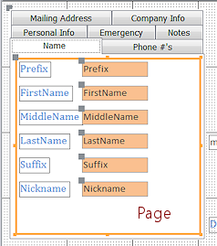 Page for a tab control