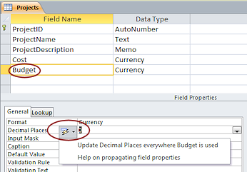 Design View: no decimals