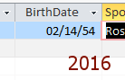 Birthdate correctly entered.(Access2016)