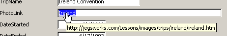 Popup tip shows the address that a link will take you to
