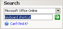 Task Pane: Search Results - Search section