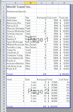 Page Break Preview of sheet 1 with new page break (Excel 2010)