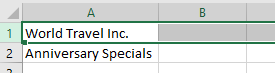 Row 1 selected (Excel 2016)