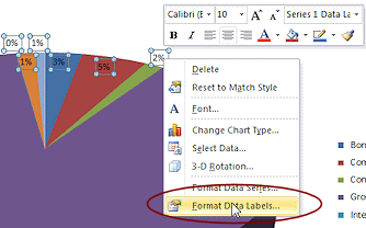 Right Click Menu: Format Data Labels (Excel 2010)