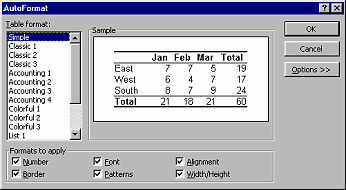 Dialog: AutoFormat - Simple style