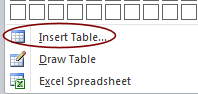 Button: Table > Insert Table... (PowerPoint 2013)