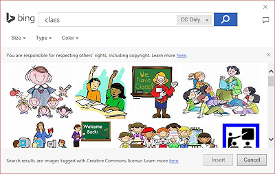 Search for online pictures with Creative Commons licensing using Bing
