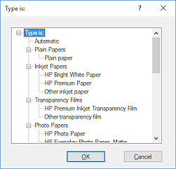 Media list for OfficeJet 6300