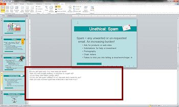 The Notes Pane has been enlarged by dragging its top edge upward.