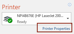 Link to Printer Properties for this document