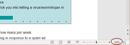 Status Bar: Zoom % button (PowerPoint 2016)