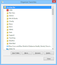 Dialog: Organize Favorites (IE11)