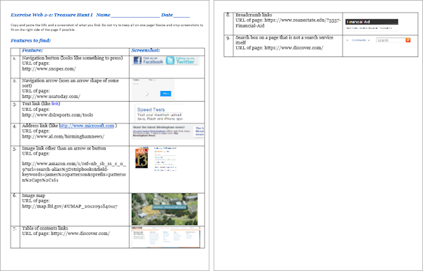 Example: Results of treasure hunt