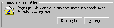 Dialog- Internet Options - General tab - Temporary Internet files