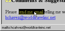 Status bar: mailto link that has an error