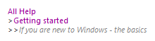 Help: Breadcrumbs to 'If you are new to Windows - the basics'