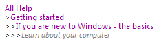 Help: Breadcrumbs to 'Learn about your computer'