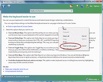Right Click Menu: Help page (Vista)