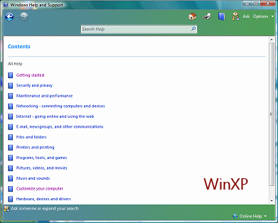 Help - Table of Contents (Vista)