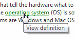 Screen tip: View definition