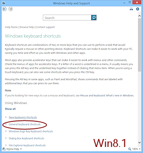 Help - Search - keyboardshortcuts (Win8).1