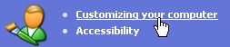 Link: 'Customizing your computer' with pointer as hand shape