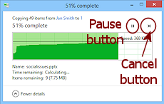 Progress of copy action (Win8)