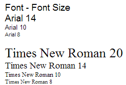 Examples of Fonts and Font Sizes