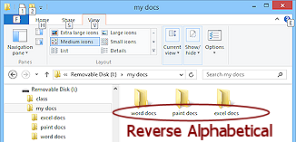 Reverse alphabetical order (Win8)