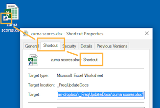 Dialog: Properties of a shortcut (Win10)