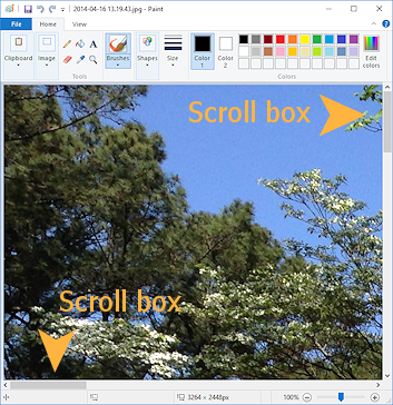 Scroll box is proportioned to show how much is out of sight.