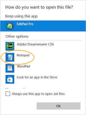 Dialog: Choose another app (Win10)