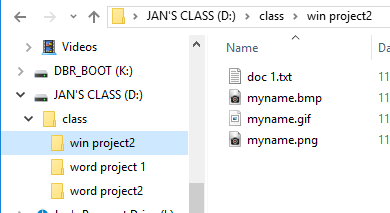 Folder structure forr USB drive (Win10)